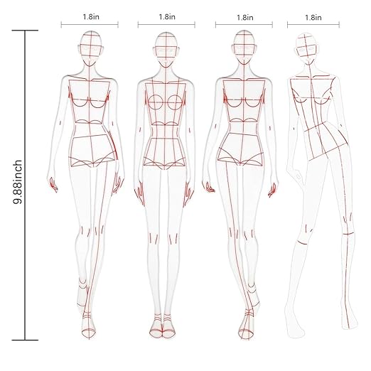 EXTCCT Fashion Drawing Template Ruler Set, Woman Sewing Humanoid Patterns Design - Image 3