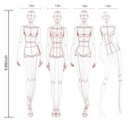 EXTCCT Fashion Drawing Template Ruler Set, Woman Sewing Humanoid Patterns Design - Image 3