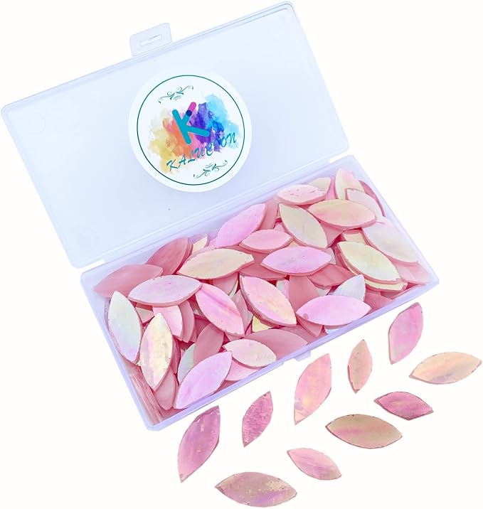 120 Pcs Iridescent Pink Petal Mosaic Tiles, Hand Cut Stained Glass Petals - Image 5