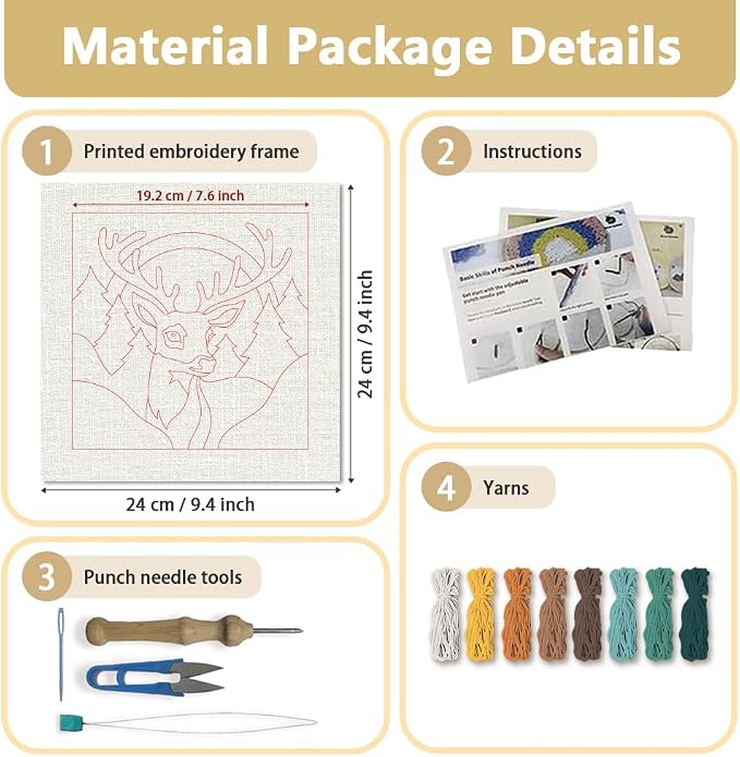 Doodlream Deer Forest DIY Punch Needle Embroidery Kit - Image 2