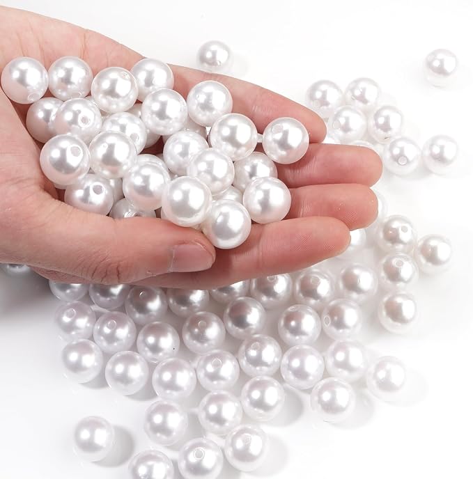 80pcs White 14mm Pearl Beads by chuyau