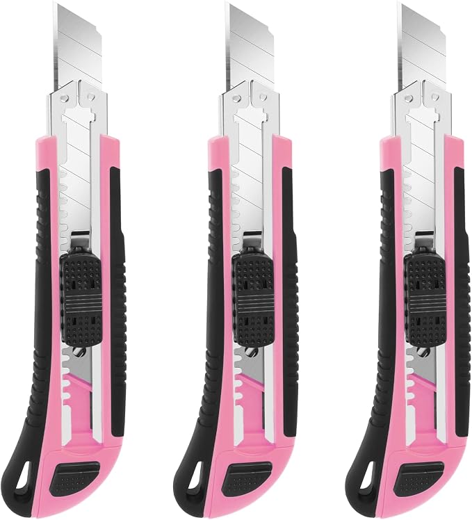 3-Pack Box Cutter, 18mm Wide Blade Utility Knife Retractable, Exacto Knife by TIFICAL