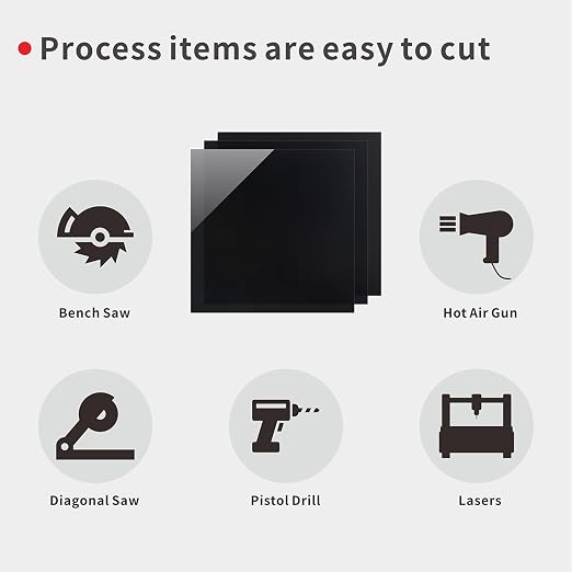 Black Acrylic Sheets, 4 Pack 12" x 12" x 1/8" Thick Black Opaque Glossy Acrylic - Image 5