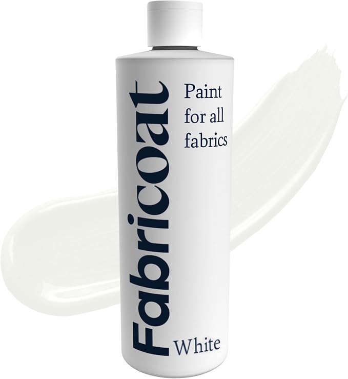 Fabricoat White Fabric Upholstery Paint & Dye | 500ml / 17 fl oz | Restore or by Fabricoat