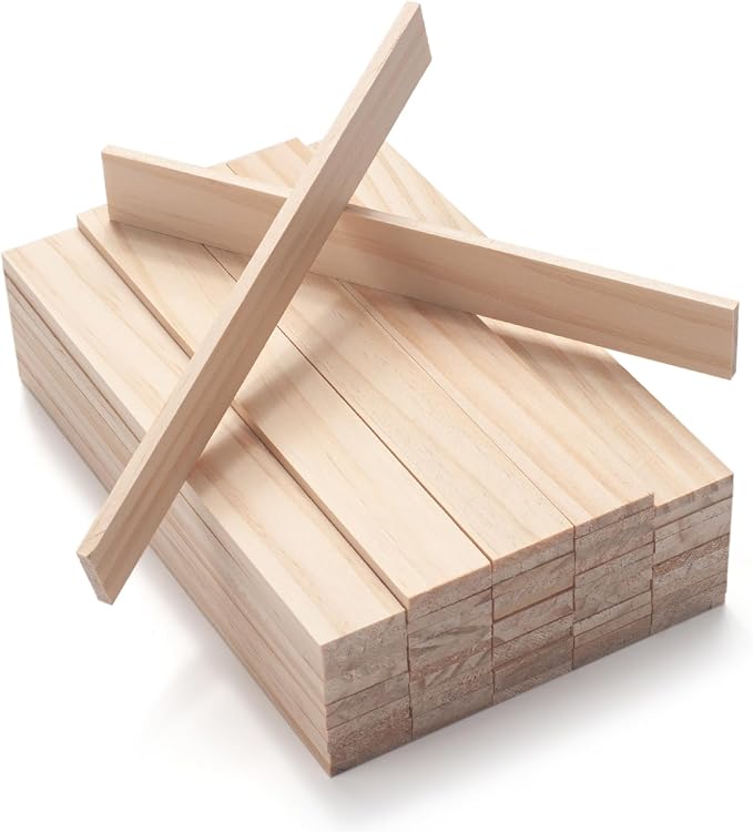 Wood Strips Trim Slats for Wall, Wooden Dowels for Crafts 1/8" × 3/4" × 6" by Coowayze