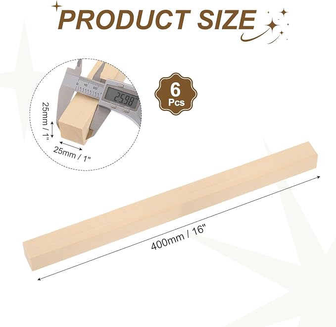 MECCANIXITY 6Pcs Basswood Sticks - Image 2