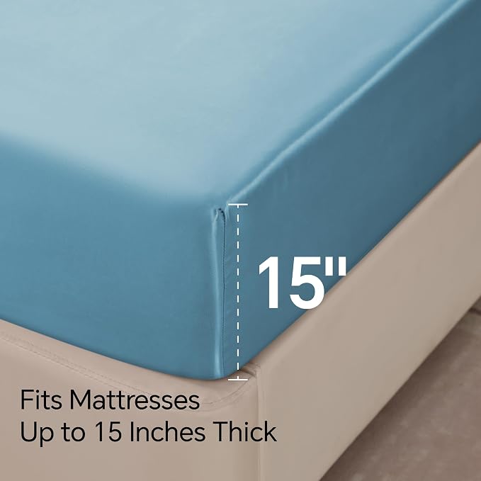 BEDELITE Satin Fitted Sheet and Pillowcase Set, Luxury Soft Similar to Silk - Image 5