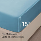 BEDELITE California King Sheets Set, Luxury Soft Airy Blue Satin Sheets - Image 6