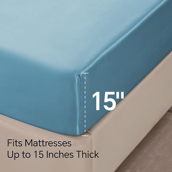 BEDELITE Satin Fitted Sheet and Pillowcases Set, Luxury Soft Similar to Silk - Image 5