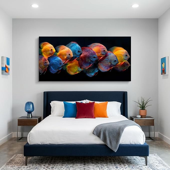 ZESTRILIA Colorful Discus Fish Canvas Wall Art, Vibrant Tropical Fish Print - Image 4