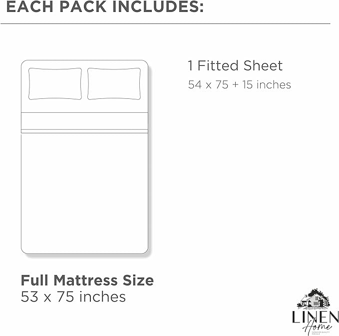 Linen Home 100% Long-Staple Cotton Percale Fitted Sheet Full Size Only - Image 6
