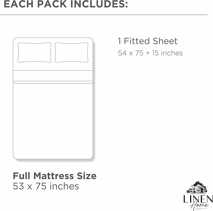 Linen Home 100% Cotton Percale Weave Fitted Sheet, Full Size, Pastel Turk - Image 6