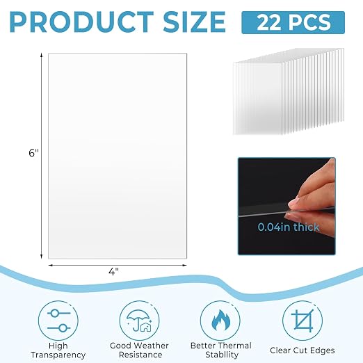 TKOnline 22 PCS Plexiglass Sheets, Invitations, Poster Frames Plastic Board - Image 2