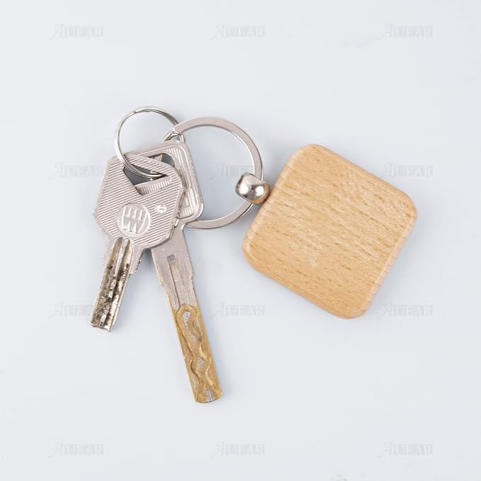 AUEAR, Blank Wooden Key Chain Wood Keychain Key Ring Key Tags Personalized EDC - Image 8