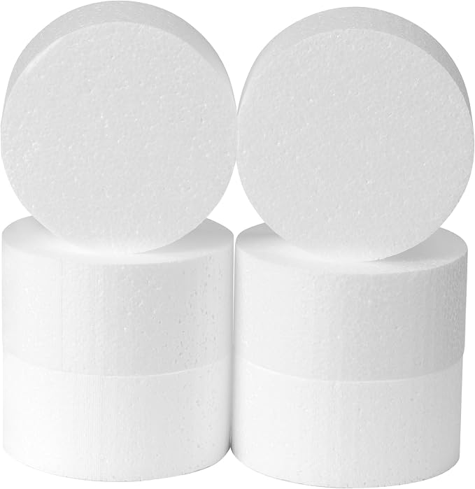 Crafare 4 inch Foam Circles for Crafts 6 Pack 2Inch Thick Polystyrene Round by Crafare