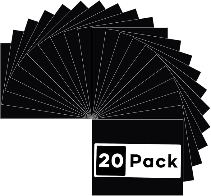 HTVRONT Black HTV Heat Transfer Vinyl: 20 Pcs 12" x 10" Black Iron on Vinyl | by HTVRONT