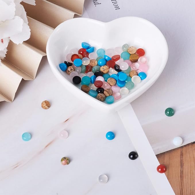 FASHEWELRY 100Pcs Natural & Synthetic Mixed Stone Cabochons Flat Back Gemstone - Image 6
