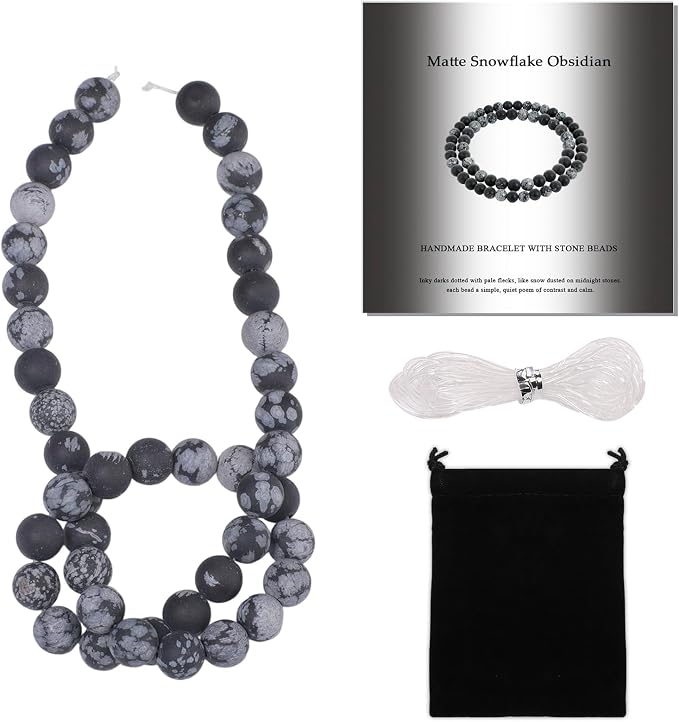 8mm Matte Snowflake Obsidian Bead, 15-Inch Matte Round Loose Stone Beads by THRELE