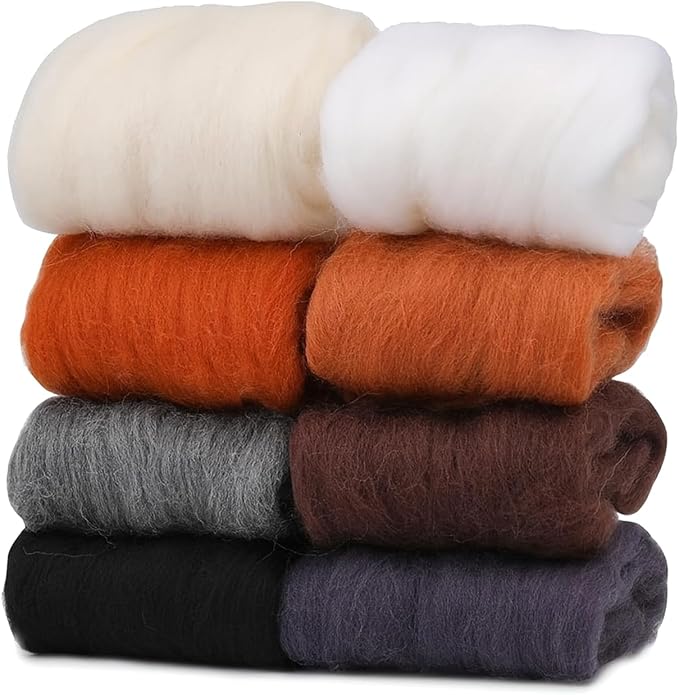Needle Felting Wool Set, 8 Colors, 2.8 Oz Total, Roving Yarn, DIY Hand Spinning by Unknown