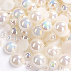 1000PCS Mixed Sizes 3/4/5/6/8/10mm Flatback Half Round Pearls Gems by Unknown