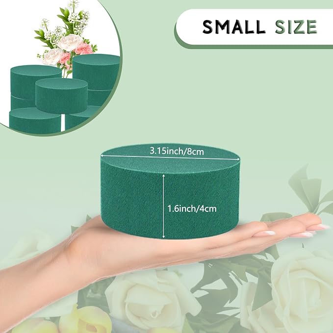 SupKing 8 Pcs Floral Foam Blocks 3.15" Round Green Wet Dry Flower Foam Florist - Image 2