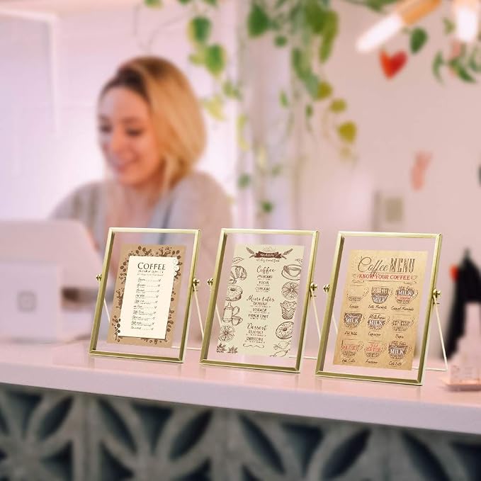 AceList Gold Picture Frames, art or pressed flowers on a desk, shelf or - Image 4
