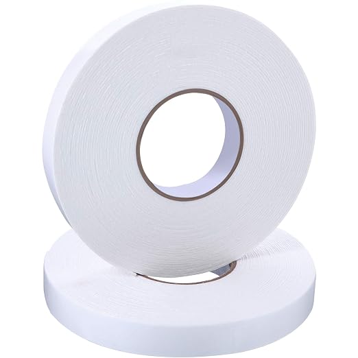 Tatuo 2 Rolls Double Sided Foam Tape 1 Inch by 50 Feet White PE Foam Tape by Tatuo