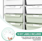10 Drawers Rolling Cart with Wooden Tabletop, Utility Storage Cart with Wheels - Image 6