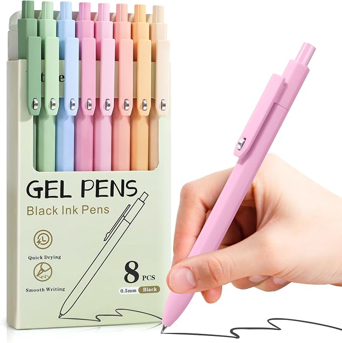 Piochoo Aesthetic Pens, No Smudge Quick Dry Smooth Writing Pens, Cute Black Ink by Piochoo