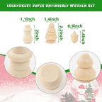 30Pcs Unfinished Wooden Set, Snowman Dolls Craft Christmas Tree Acorns Blank - Image 7