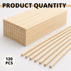 120PCS Square Basswood Dowel Rods 12 Inch – Unfinished Wood Dowels 1/4 Inch x - Image 2