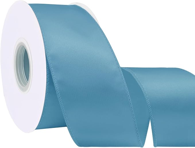 Dusty Blue 2.5 Inch 25 Yards Satin Wired Ribbon Easter Ribbons by Simplegoal