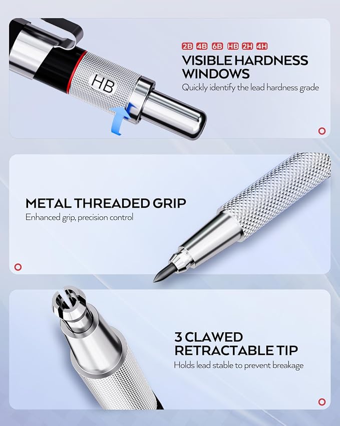 Nicpro 37PCS Art Mechanical Pencil Set, 0.5 mm, 0.7 mm, 0.9 mm & 2PCS 2mm Lead - Image 2