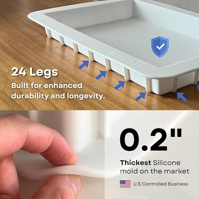 Alaskey® Large Premium Rectangular Resin Table Silicone Mold 16"x10" and 12"x7" - Image 2