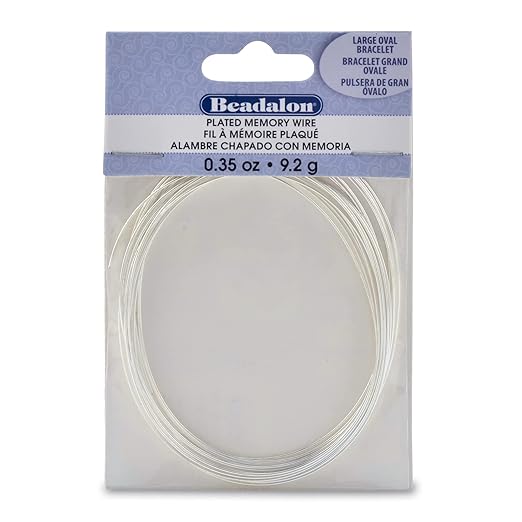 Beadalon Carbon Steel Memory Wire, Large Oval Bracelet, 0.35 oz, Approx. 20 by Beadalon