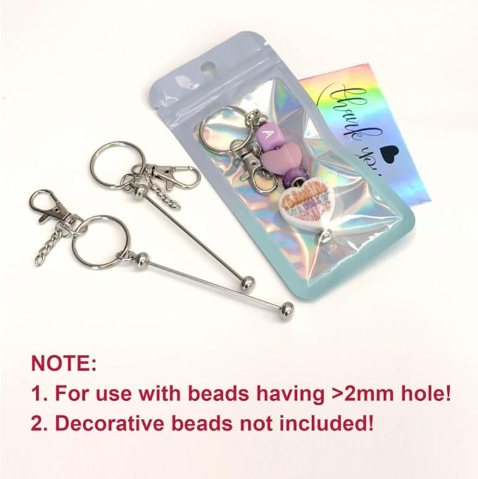 42/84/126 Pcs Beadable Keychain Bars Bulk Blank DIY Beaded Keychain Making - Image 5