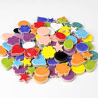 200g Ceramic Mosaic Tiles Pieces, Heart Star Oval Round Flower Shape Mosaics by BuenoarteMosaicStone