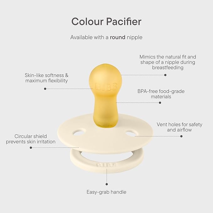 BIBS Colour Liberty Soother 2-Pack, BPA Free Dummy Pacifier, Round Nipple. Natural Rubber Latex, Made in Denmark, Size 2 (6-18 Months), June Blossom Vanilla Hush Mix