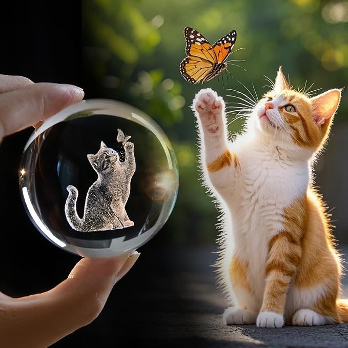 Cat Gifts for Women 3D Crystal Ball 60mm Cat Lover Themed Gift - Image 7