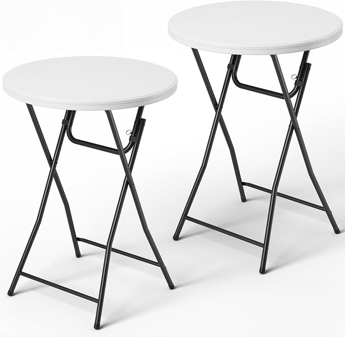 Folding Table 2 Pack, 32 Inch Foldable Cocktail Bar, High Top Round Folding Bar by FoldingFurniture
