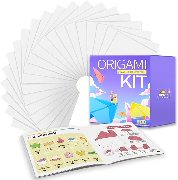 Praisebank White Origami Paper, Double Sided Color, Origami Kit by Praisebank