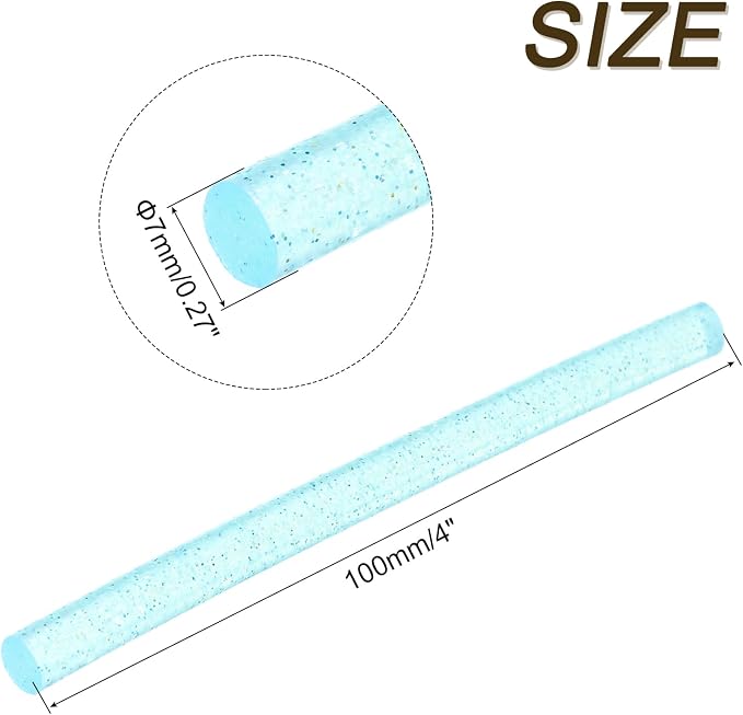 uxcell Mini Hot Glue Sticks for Glue Gun 7mm x 100mm Glitter Transparent Blue - Image 2