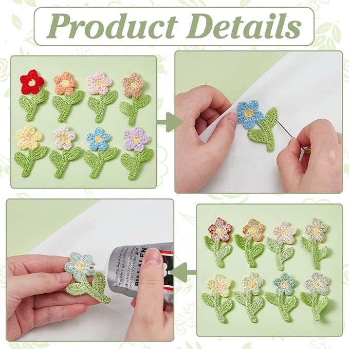 FINGERINSPIRE 32PCS Crochet Flowers Appliques - Image 3