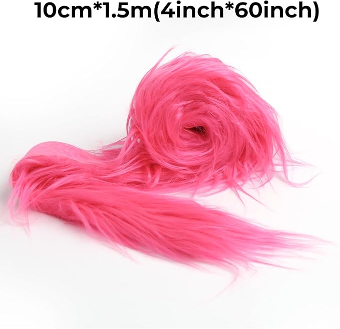 Shaggy Plush Faux Fur Fabric Precut Strips Rose Red Fur Fluffy Fuzzy Craft Fur - Image 2