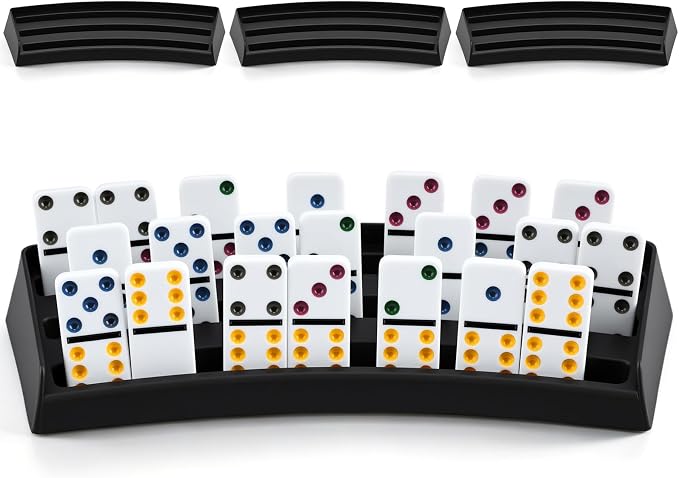 Soulchen Plastic Domino Holders Set of 4 Domino Racks Trays Stands Mexican by Soulchen