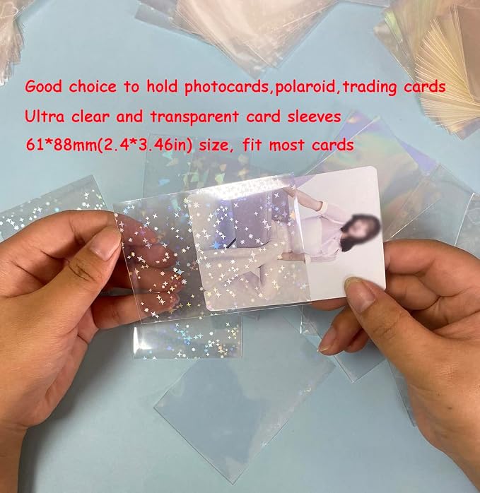 300 Pcs Kpop Photocard Sleeves Laser Flashing Card Sleeves Heart Star Glass - Image 4