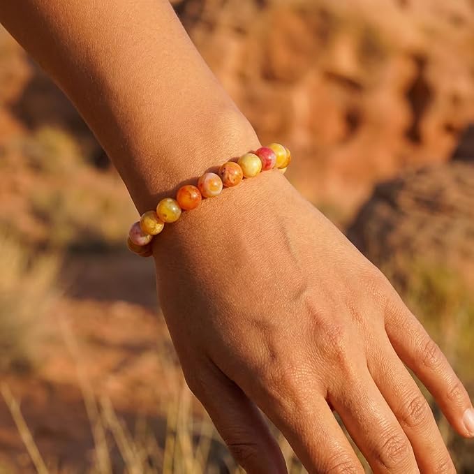 60pcs Round Loose Orange Fire Agate Beads - Image 6