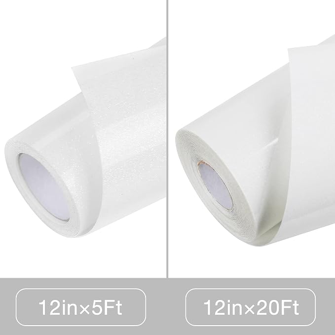 TORC White Glitter HTV Heat Transfer Vinyl Roll 12 inch x 5 ft Iron on Vinyl - Image 3