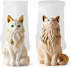 2 Pack Maine Coon Cat Silicone Molds, 3D Sitting Cat Candle Mold | Food-Grade by JDHSilicone