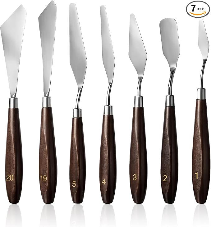 7Pcs Spatula Palette Knife Painting Knife Set Stainless Steel Drawing Scraper by Unknown